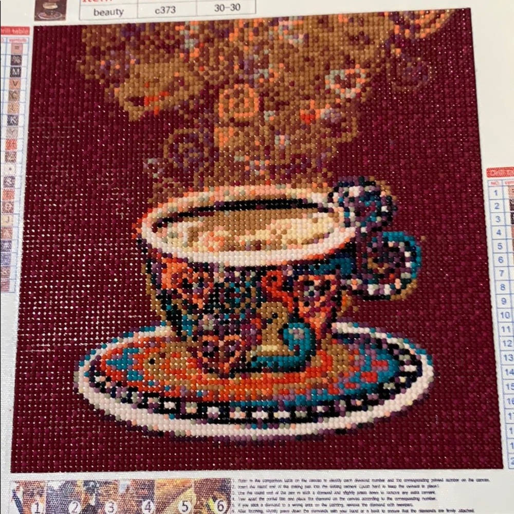 Coffee cup completed/unframed diamond painting